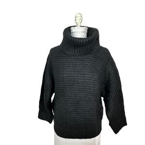 Leith Ribbed Turtle Neck Drop Shoulder Sweater Black Women Small NWT Boxy